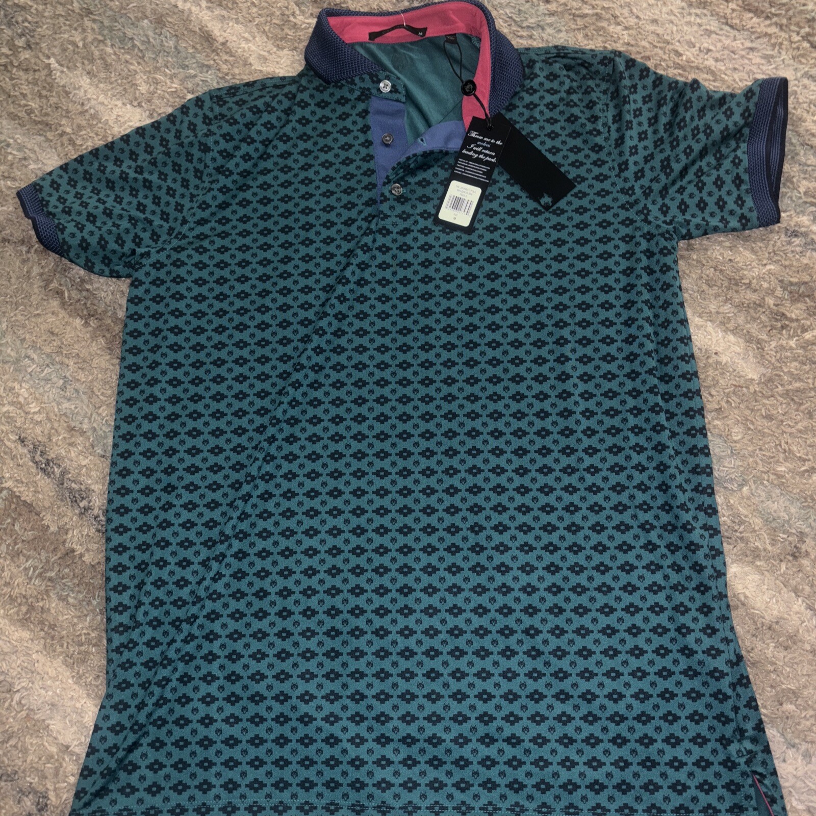 Greyson Golf Shirt Polo The Journey Print Medium Flacon Multicolor NWT $118