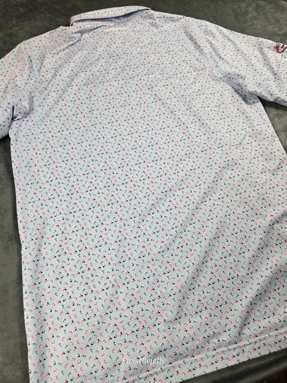 Straight Down Golf Shirt Mens Medium Tour TPC Stonebrae National Umbrella Print