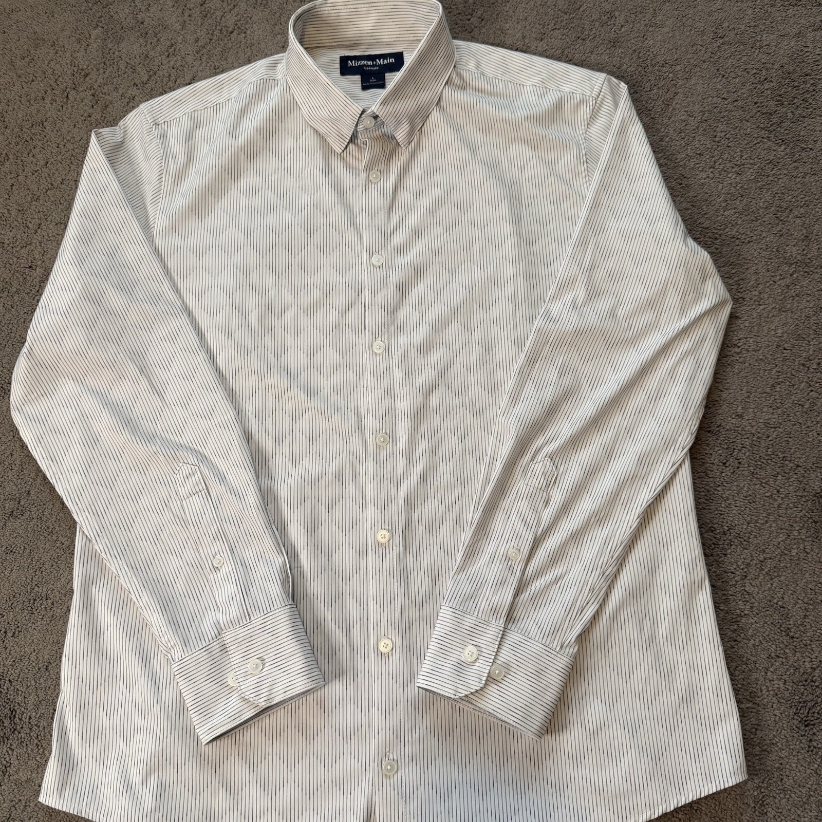 Mizzen Main Leeward Performance Shirt Trim Fit Diamond Stripe Pattern Large