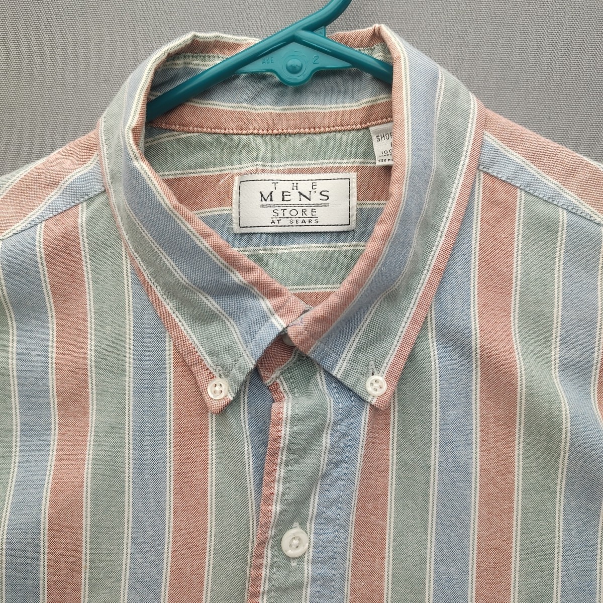 The Men’s Store Men’s Multi-colored Striped Button Up Shirt Short Sleeve Large