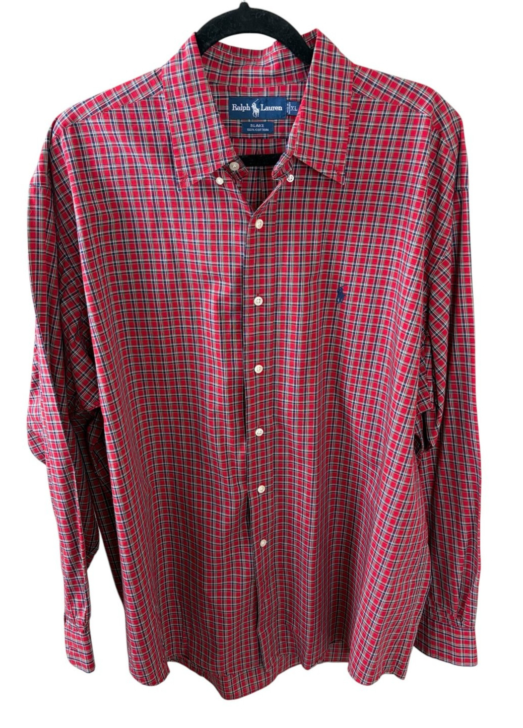 Vintage Ralph Lauren Blake Shirt XL Red Plaid Classic Preppy Old Money