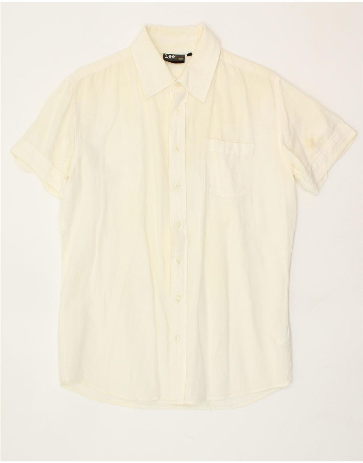 LEE Mens Short Sleeve Shirt Medium Off White BP02