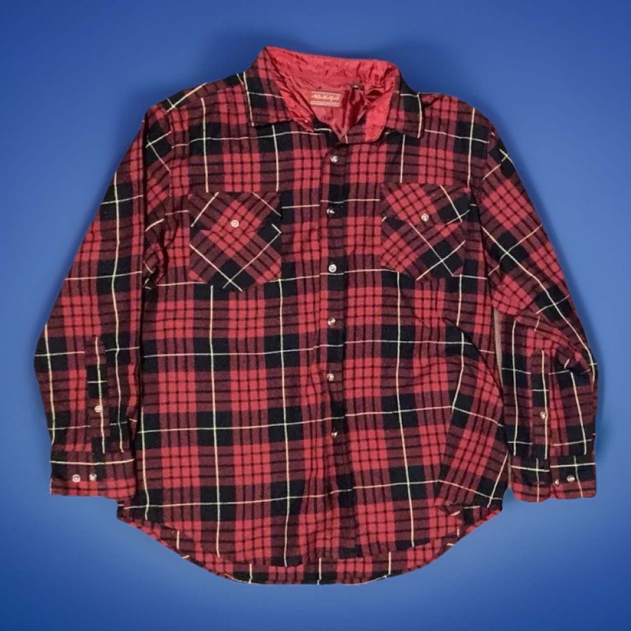 Allen Wickfield Mens Work Shirt Button Up Size XL Plaid Wool Blend Lumberjack