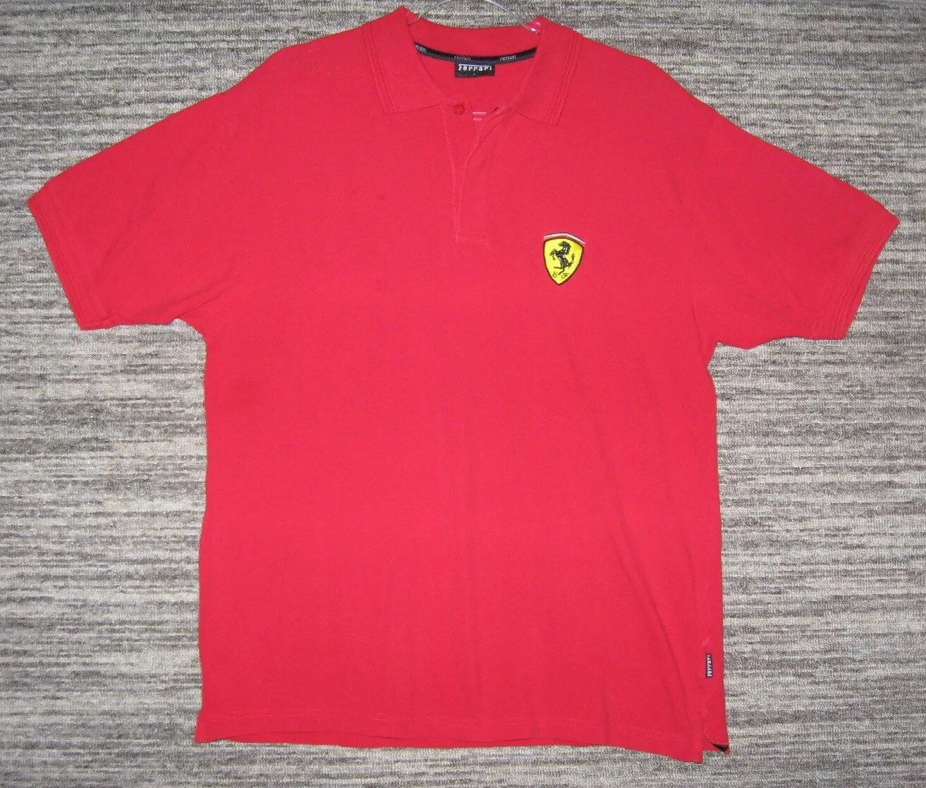 Vintage FERRARI Official Merchandise Polo Shirt Sports Car Red Size L