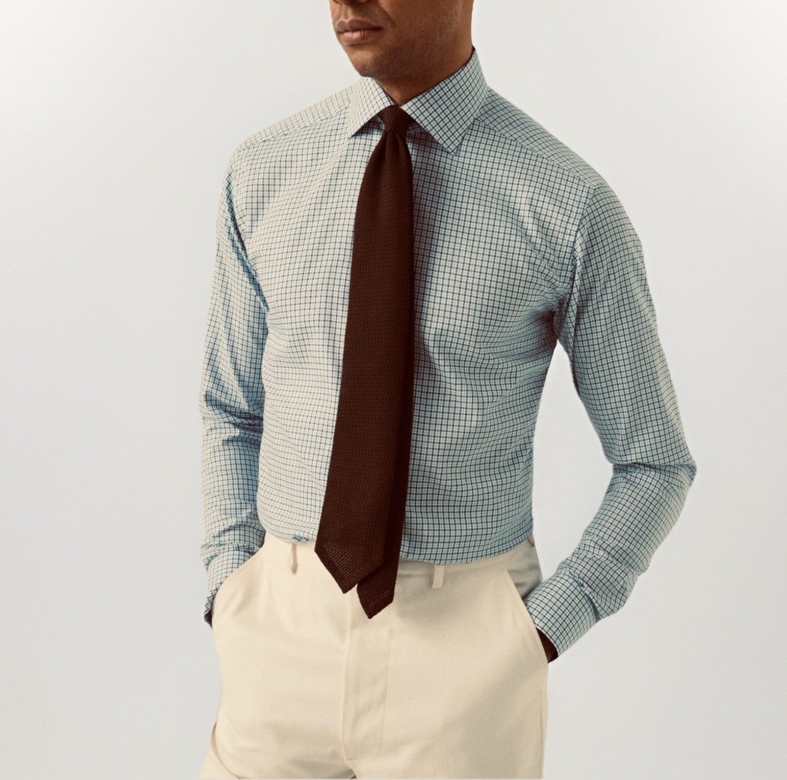 $270 ETON Contemporary Fit Shirt Mens L 41-16 Check Preppy Office Casual Cotton