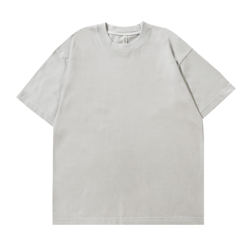 Washed Drop Shoulder American Solid Crew Neck Short Sleeve T-Shirt