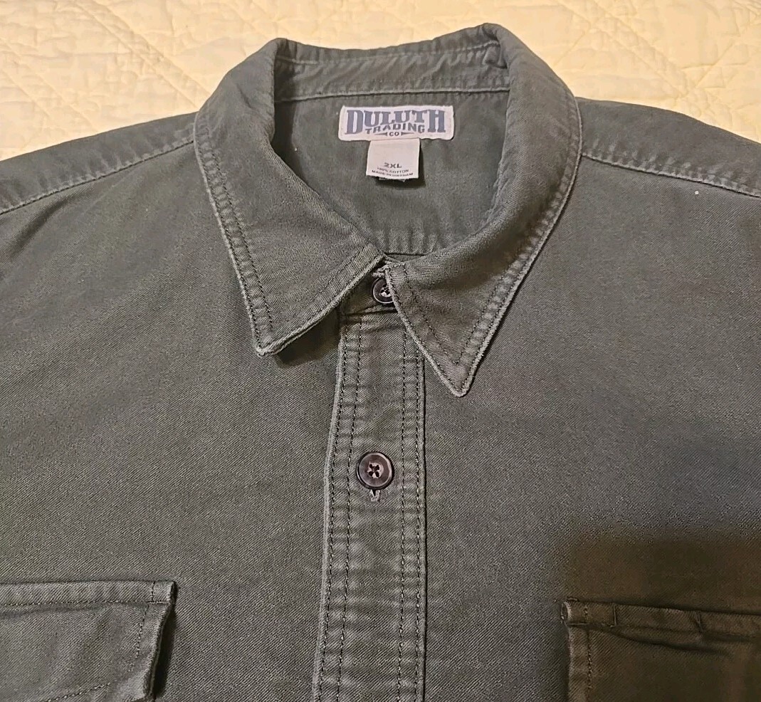Duluth Trading HEAVY DUTY 97% cotton 3% Spandex SHIRT Size 2XL Green, 56″ Chest