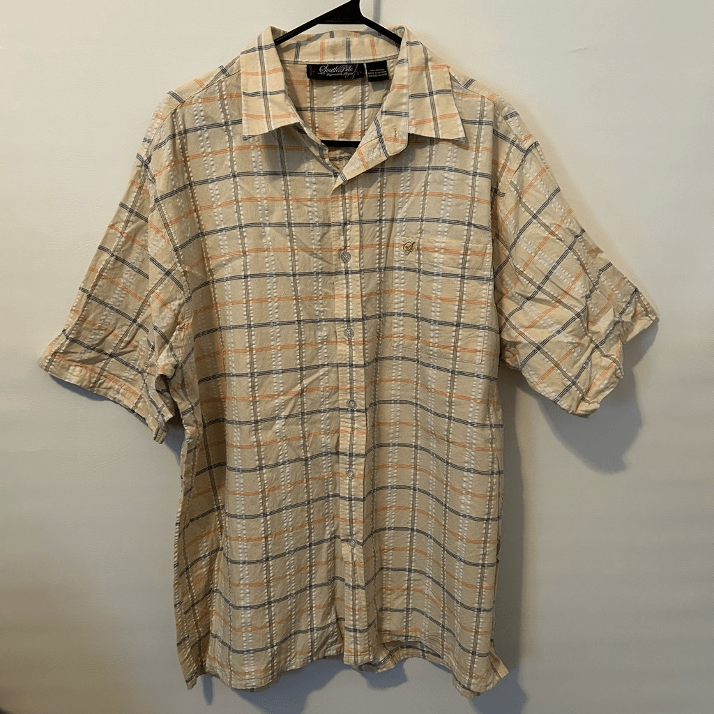 South Pole Signature Series Button Up Shirt Mens Sz XL Yellow/Blue beach coastal
