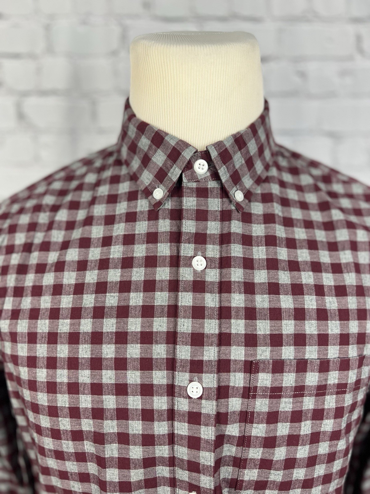 Hawker Rye Men M Long Sleeve Button Down Shirt Stretch 97%Cotton 3%Spandex Check