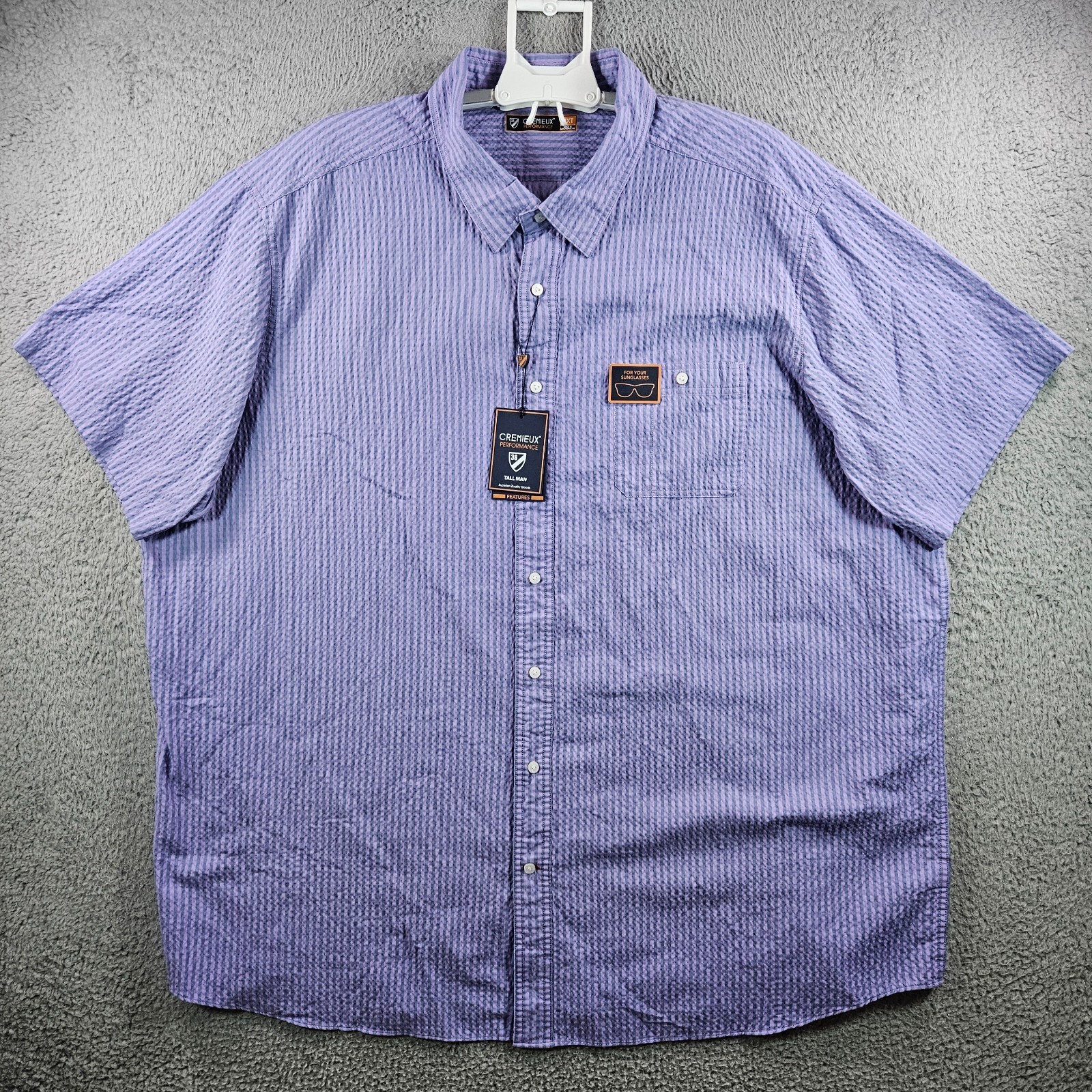 NEW Cremieux Performance Shirt Men 4XT UPF 30+ Short Sleeve Purple Striped