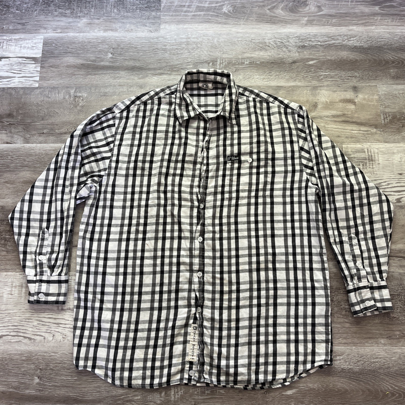G Unit Heavy Weight Long Sleeve Button Up Shirt Mens Size 2XB Plaid Vintage Y2K!