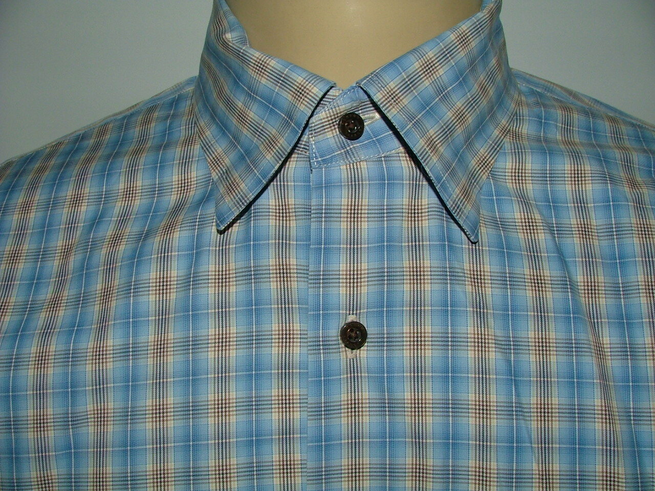 MENS ROBERT TALBOTT CASUAL SHIRT SIZE XL 100% COTTON BLUE BROWN PLAIDS #455