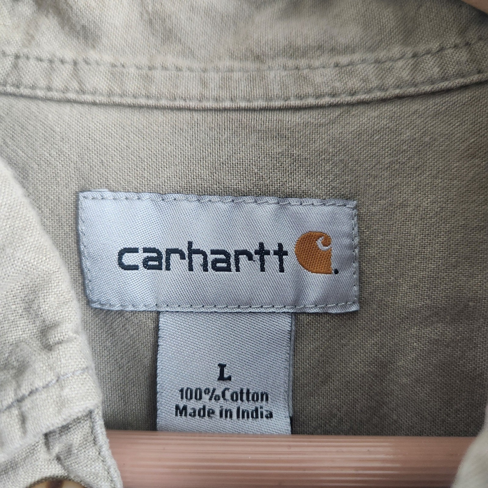 Carhartt Mens Khaki Tan Short Sleeve Button Down Work Shirt S200 DSC L Gorpcore