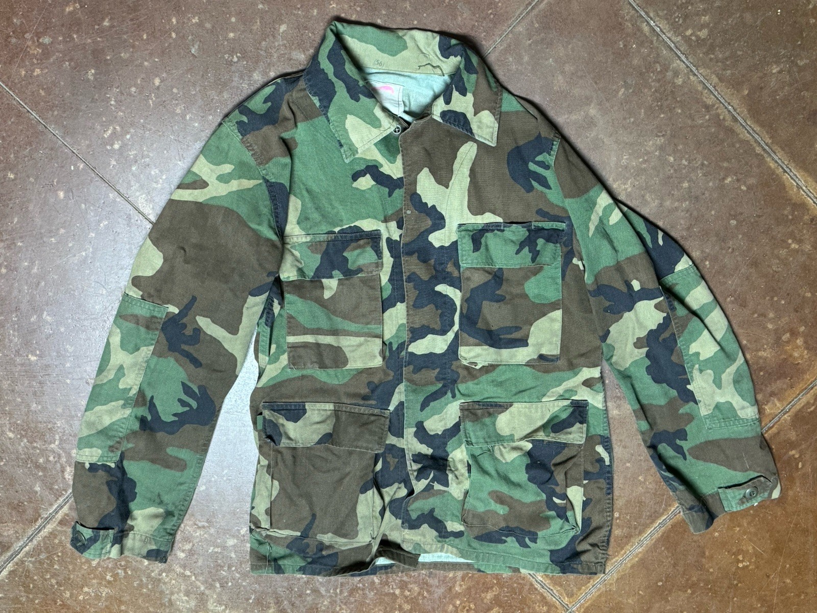 Vtg US Army Coat BDU Shirt Jacket Combat Woodland Camouflage SEE MEASUREMENTS