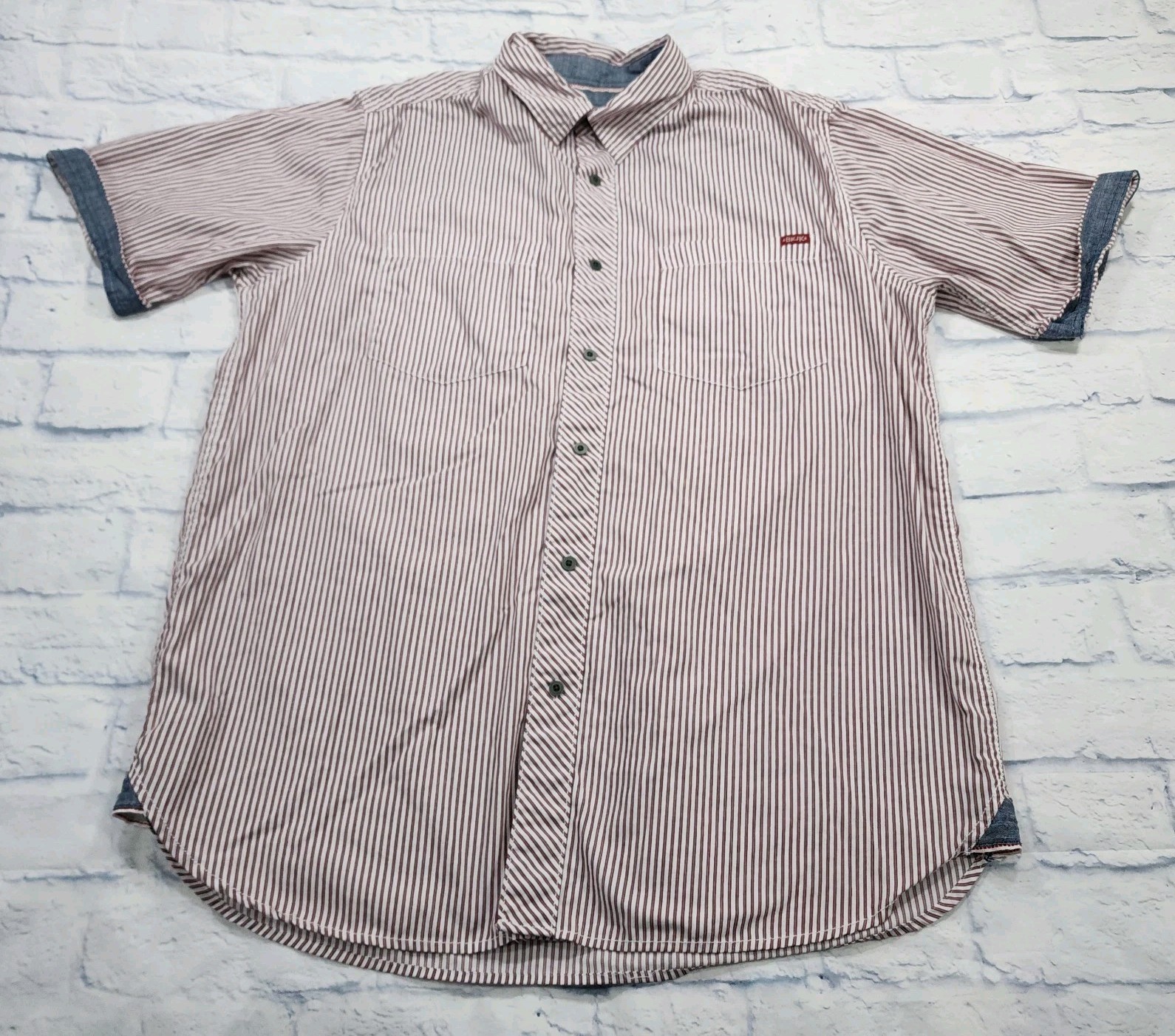 Black Jack Duo MENS 2XL Shirt White Red Short Sleeve Button Cotton