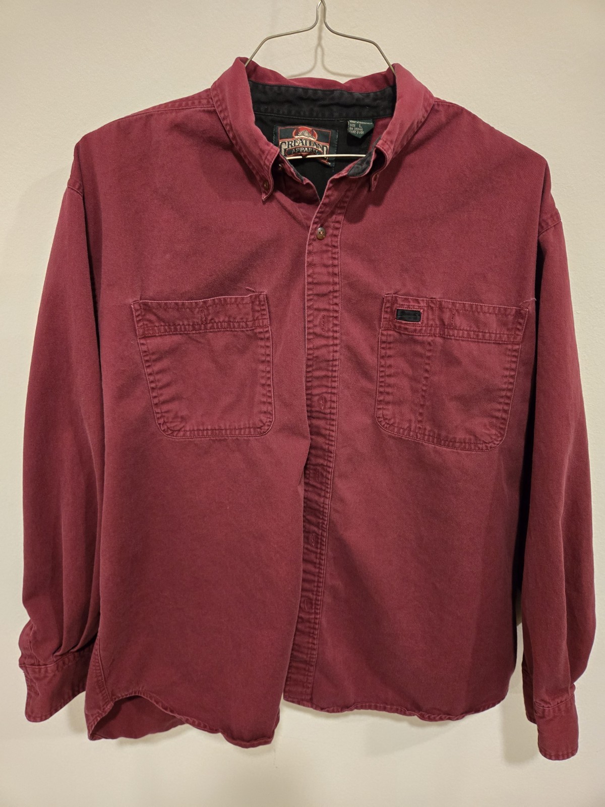 Greatland Apparel Mens Large Button Down Red Shirt 100% Cotton