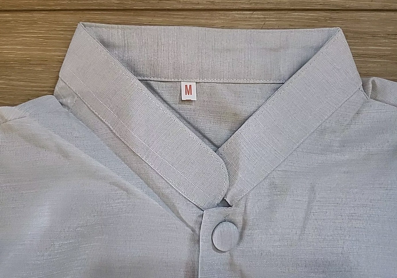 Mens Khmer Silk Mandarin Collar Shirts Short Sleeve 100% Silk Casual Dress Sz. M