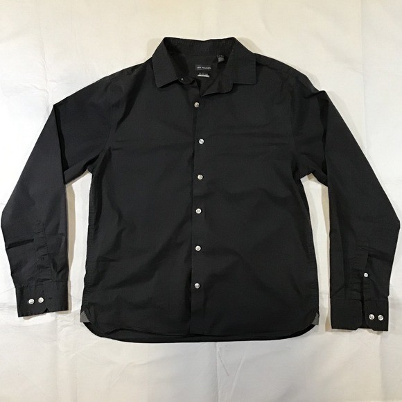 Van Heusen Mens Never Tuck Slim Fit Long Sleeve Button Down Shirt Black Large
