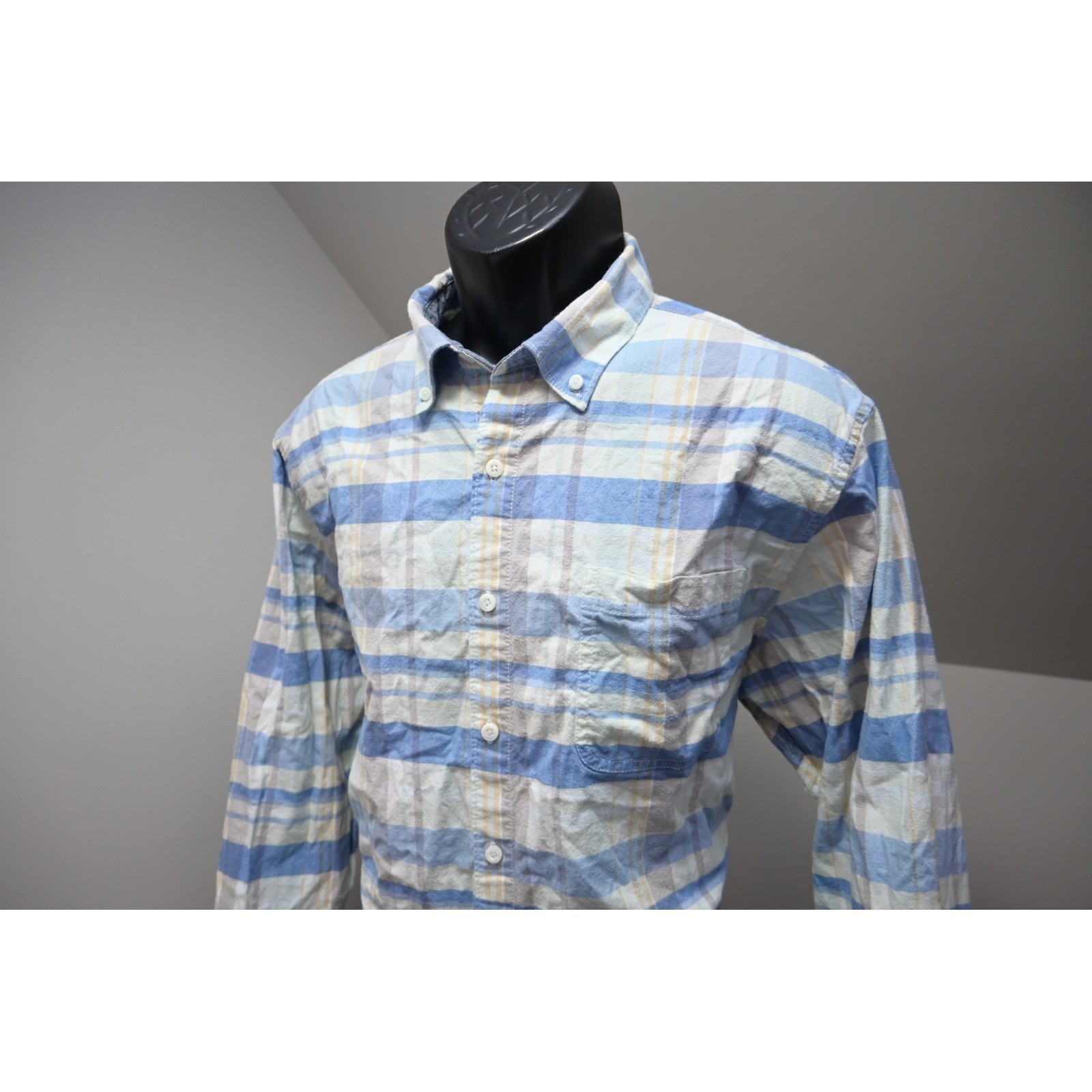 Tommy Bahama Button Down Dress Shirt Mens Large Blue Plaid Long Sleeve EUC