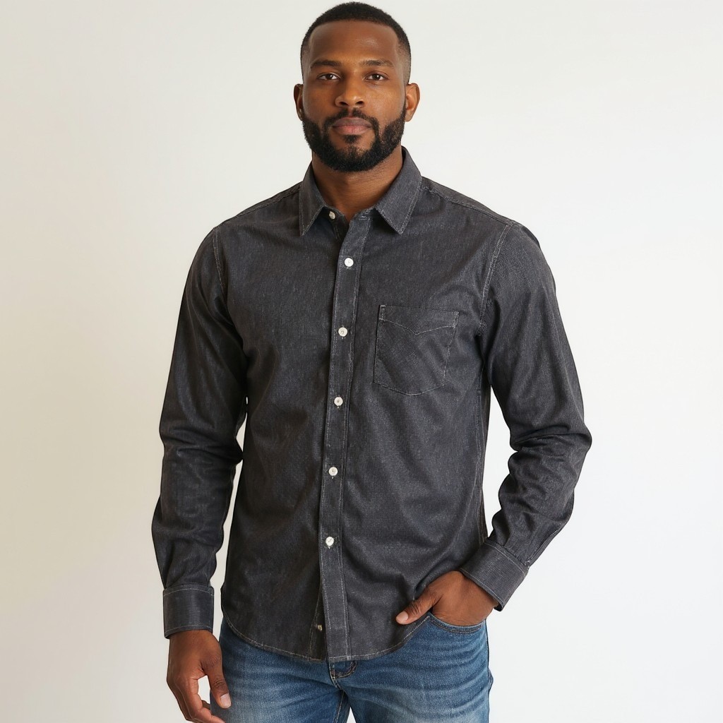 Buck Mason Charcoal Chainmail Check Pacific Twill Flannel BD Shirt Medium