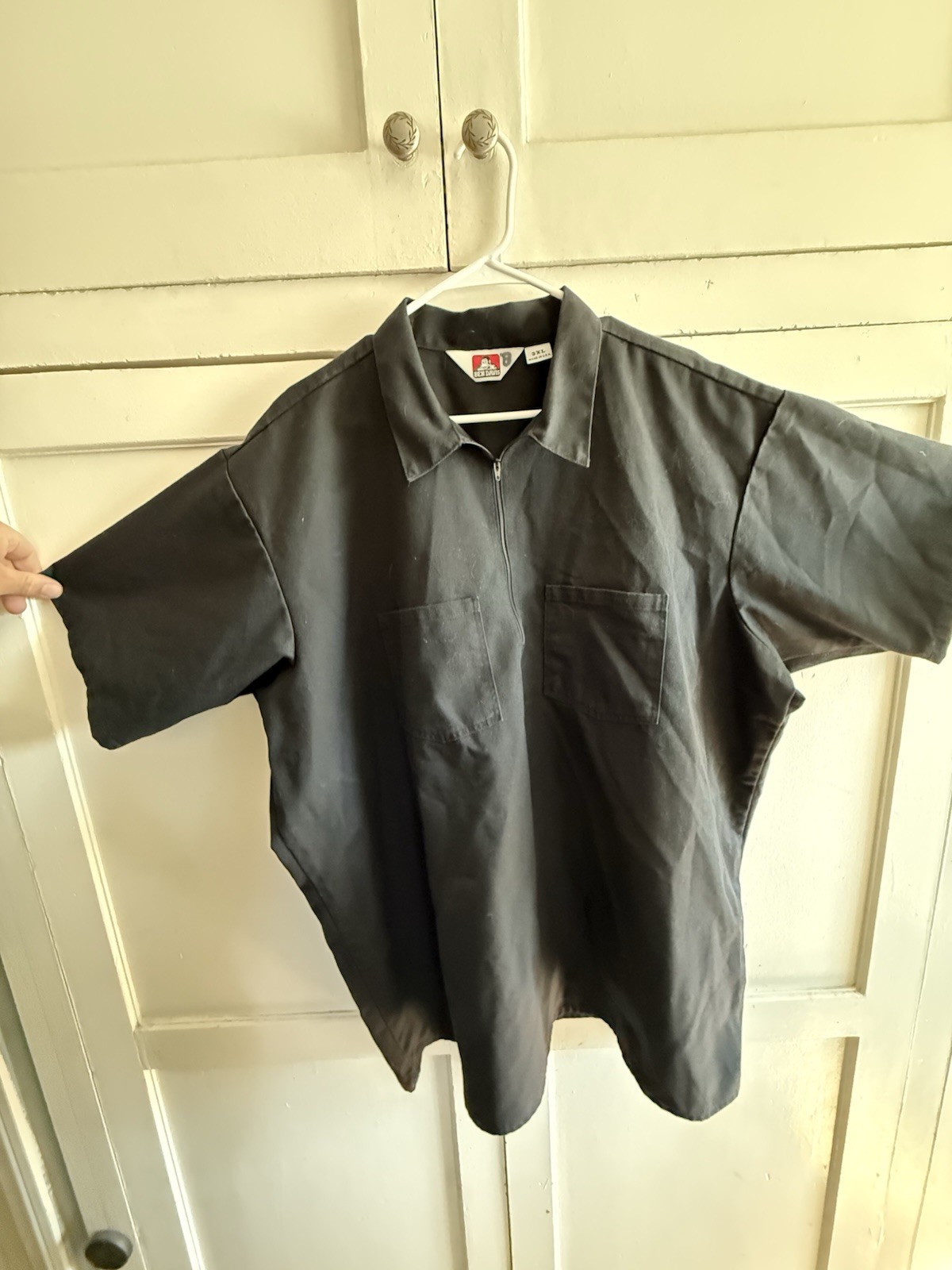 Ben Davis Half Zip Work Shirt Size 3Xl Made In USA BLACK Short Sleeve