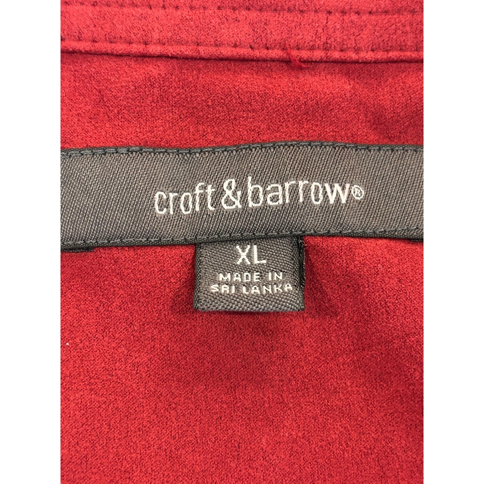 Croft & Barrow Mens XL Red Faux Suede Long Sleeve Button Down Shirt Pocket