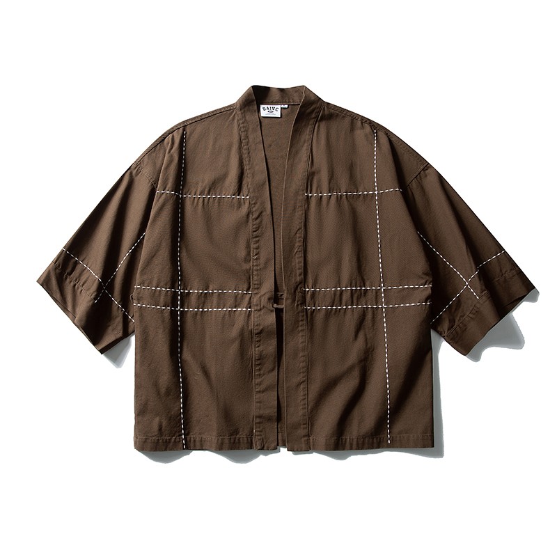 Japanese Retro Kimono Shirt Cardigan Short Sleeve Yukata Chinese Lace Up Jacket