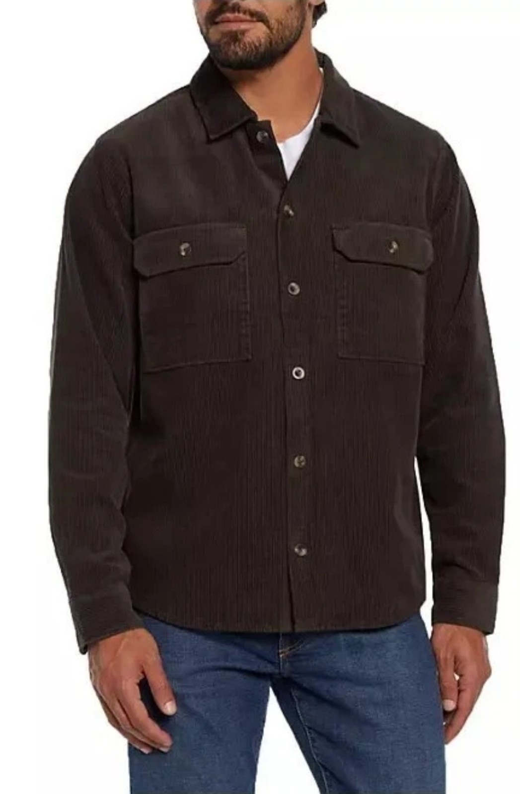 Gap Men’s Buttons Chest Pocket Warm Corduroy Over Shirt Small Brown Coffee