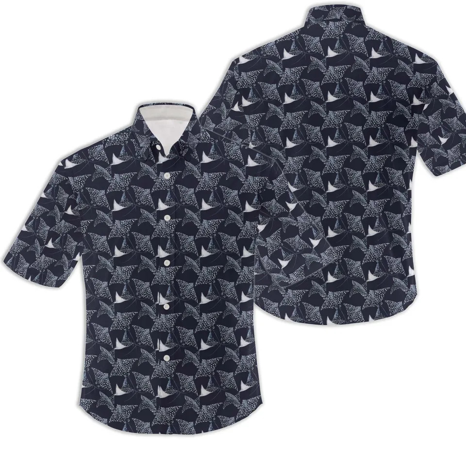 Spotted Stingray Ocean Tropical Men’s Hawaiian Shirt Marine Biologist Gift