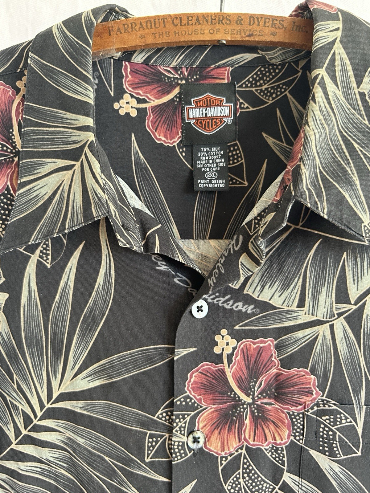 Harley Davidson Mens Hawaiian Shirt 3XL Motorcycle Logo