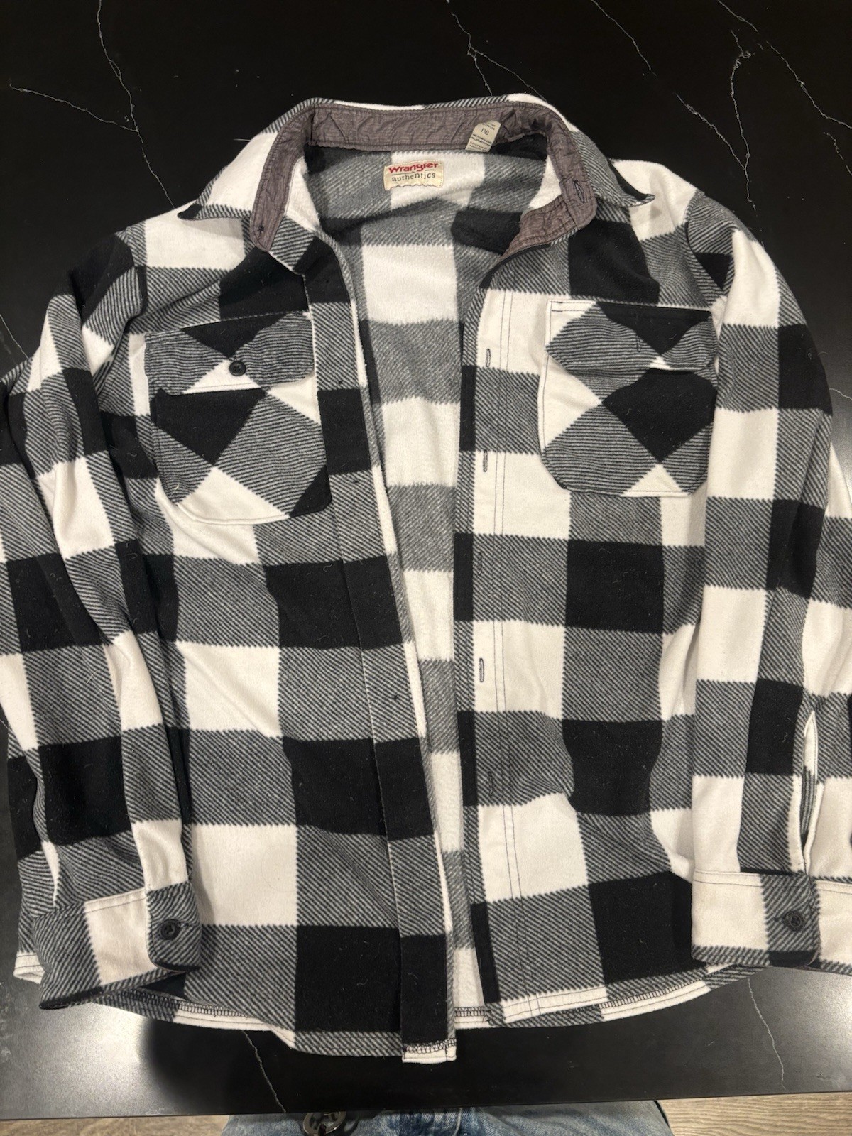 Wrangler Authentics Mens Flannel Plaid Jacket Pockets Spread L