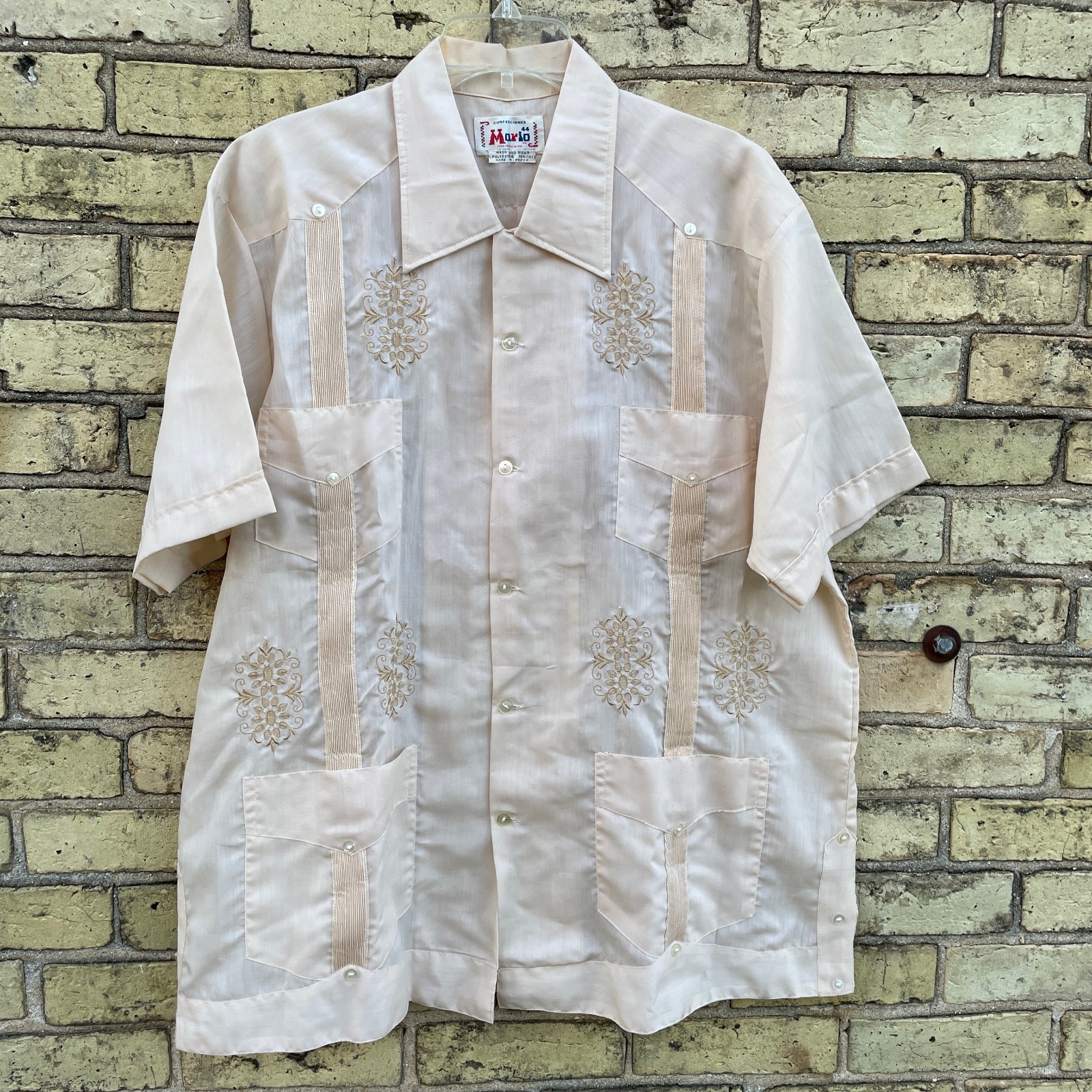 Mario’s Guayabera Shirt Men’s 44 Embroidered Button Up Made in Mexico