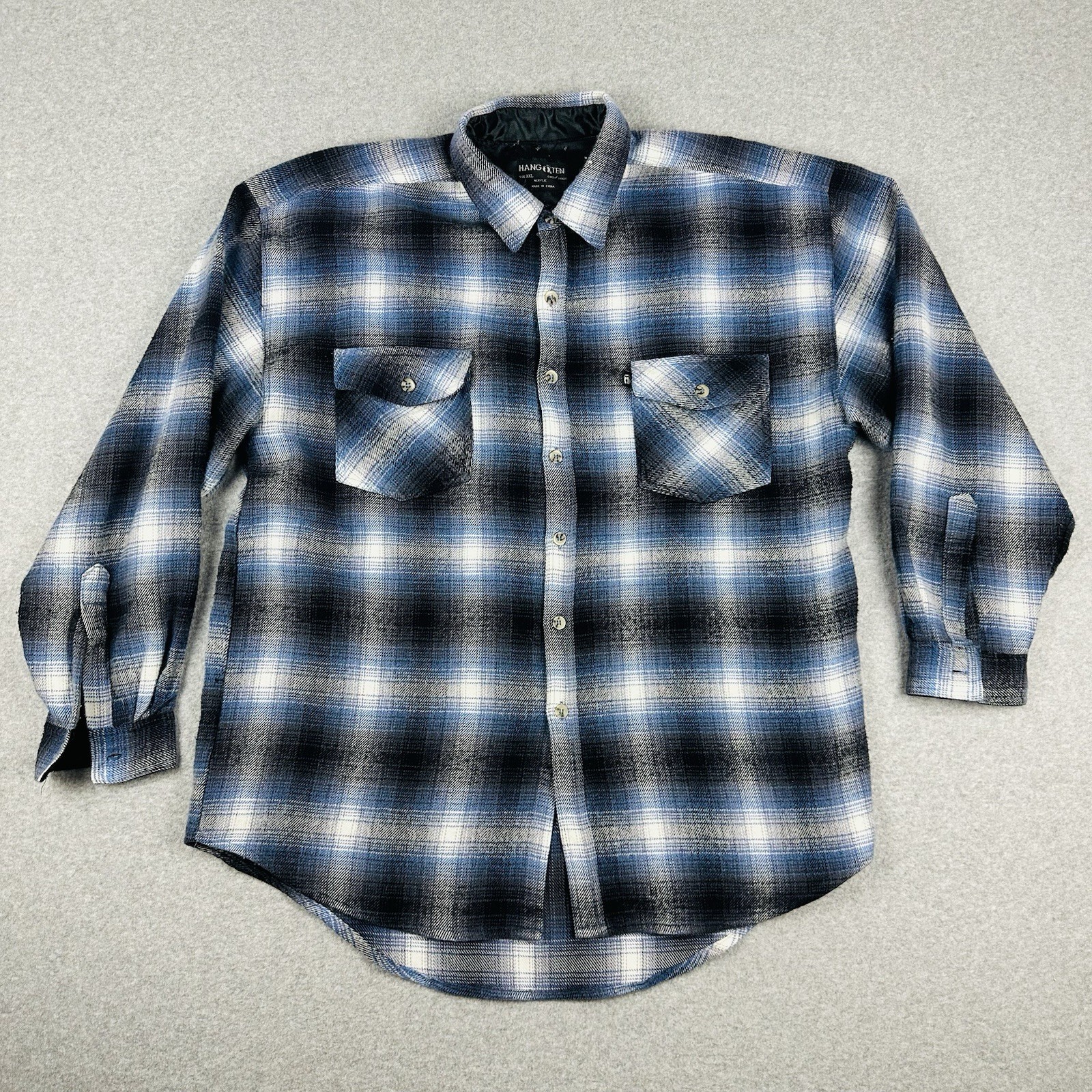 Hang Ten Vintage Men’s Long Sleeve Button Up Thick Flannel Shirt Jacket Size 2XL