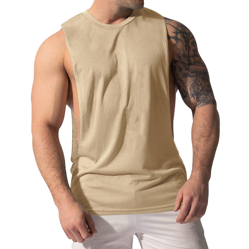 Muscle fit tank top men’s casual solid color sleeveless vest T-shirt