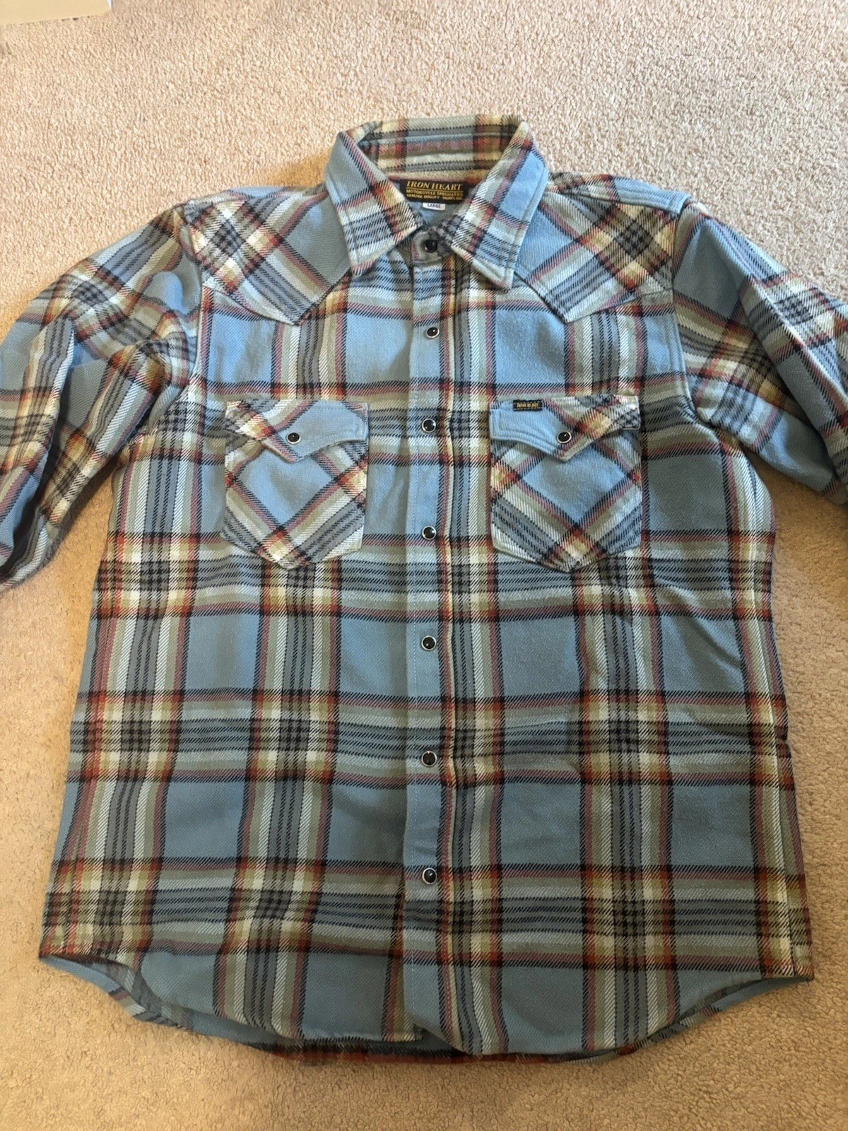 Iron Heart 20th Anniversary Ultra-Heavy Flannel Shirt IHSH-332-SAX Large