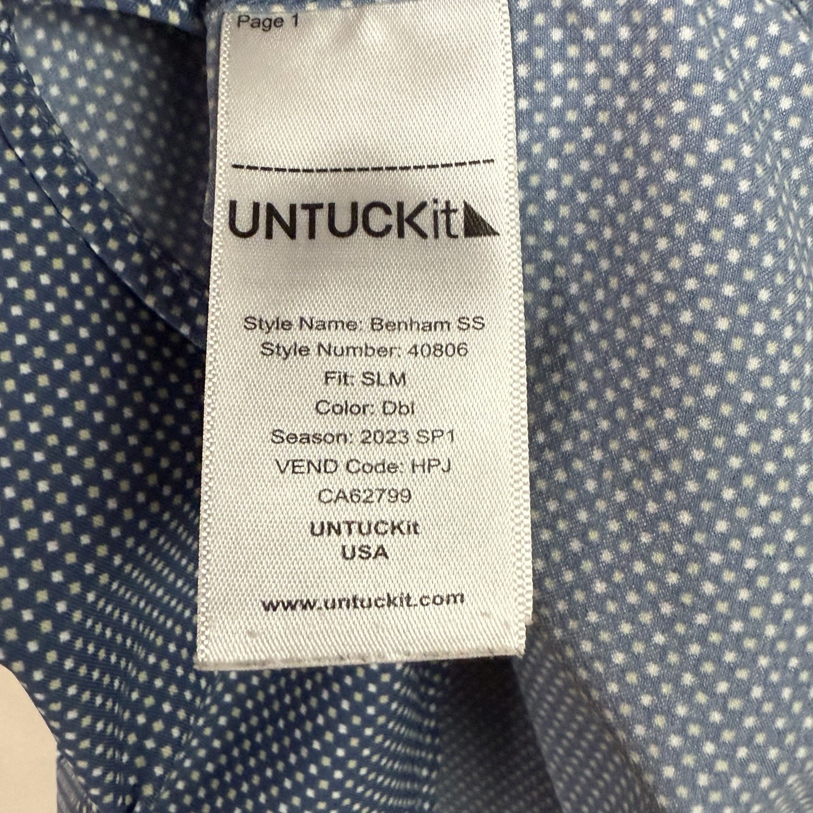 UNTUCKit Benham Square Print Slim Fit Button Up Performance Shirt Men’s Large