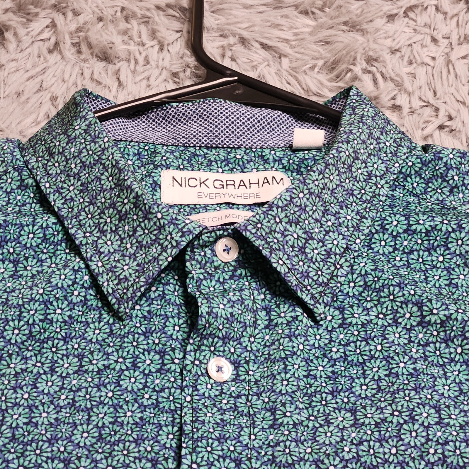Nick Graham Everywhere Button Down Shirt Mens 2XL XXL Stretch Modern Fit Green