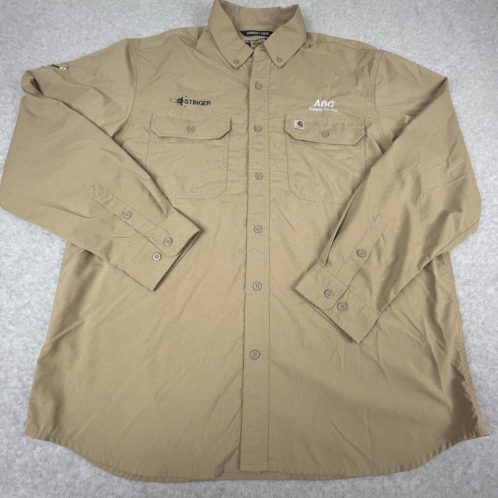 Carhartt Force Shirt Mens XL Relaxed Fit Workwear Stinger Scorpion Embroidered