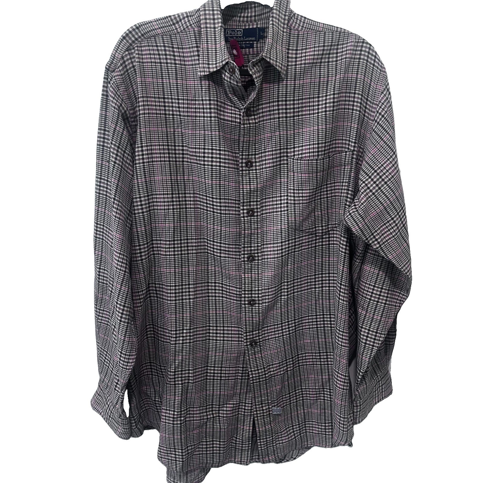 Vintage Polo Ralph Lauren Glen Plaid Black/white/pink Men L Preppy Americana