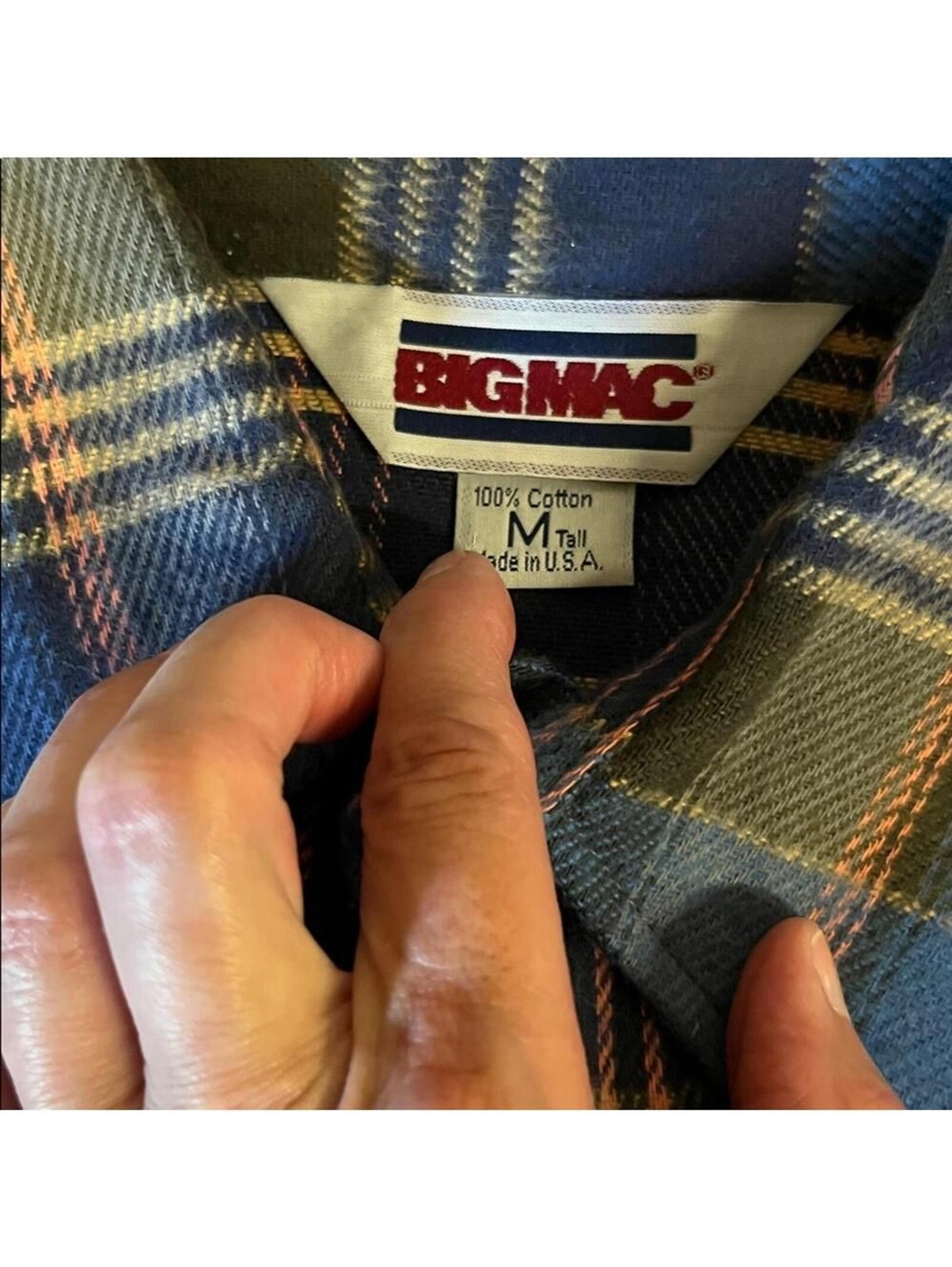 Vintage Big Mac JCPenney Flannel Shirt USA Made M Tall Blue Plaid Deadstock NWT