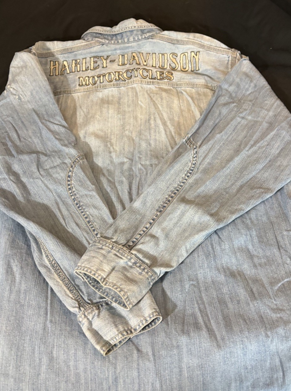 Harley-Davidson Genuine MotorClothes Denim Embroidered Collared Shirt XL