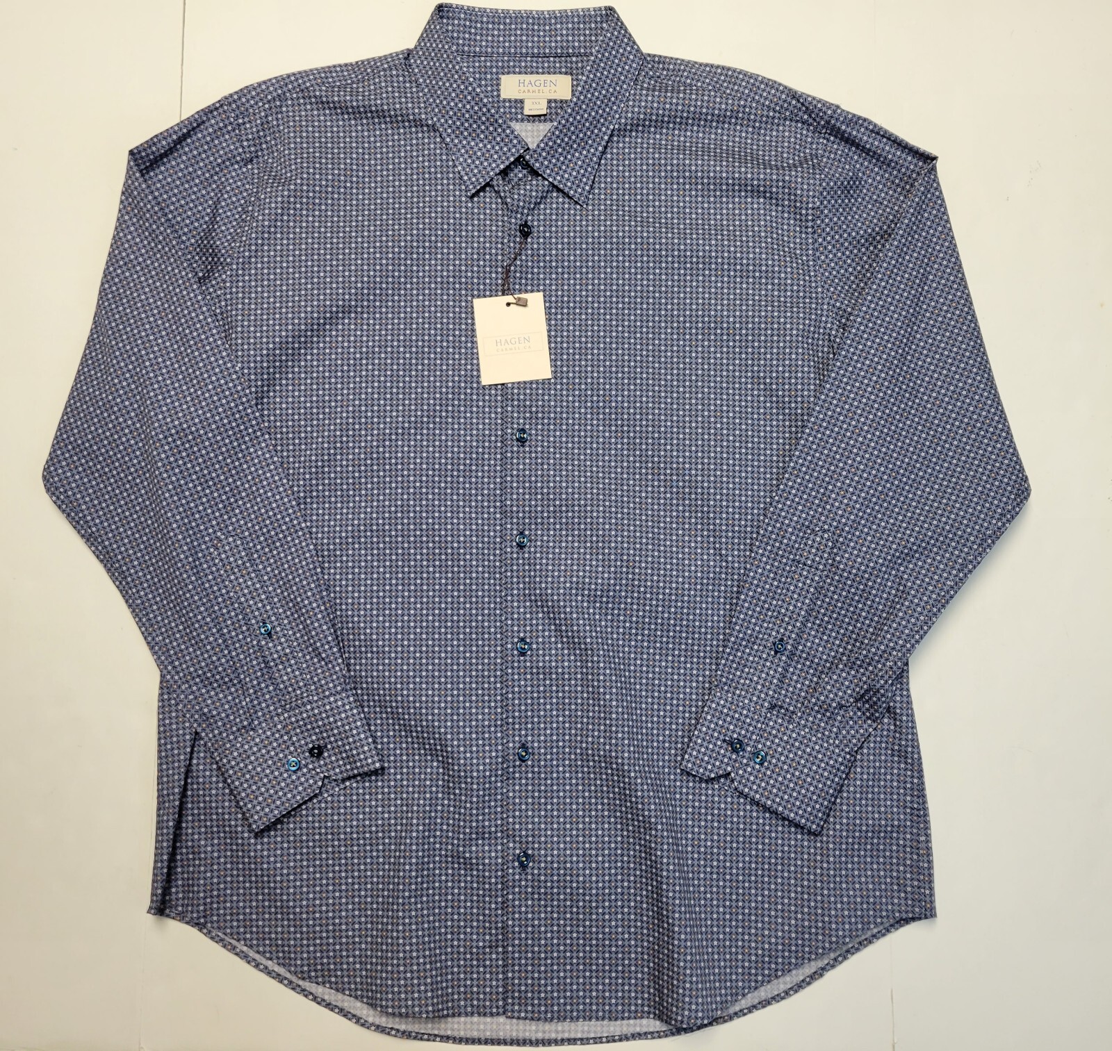 HAGEN CARMEL Men’s 3XL Blue Multicolor Floral 100% COTTON Woven Shirt $230 NWT