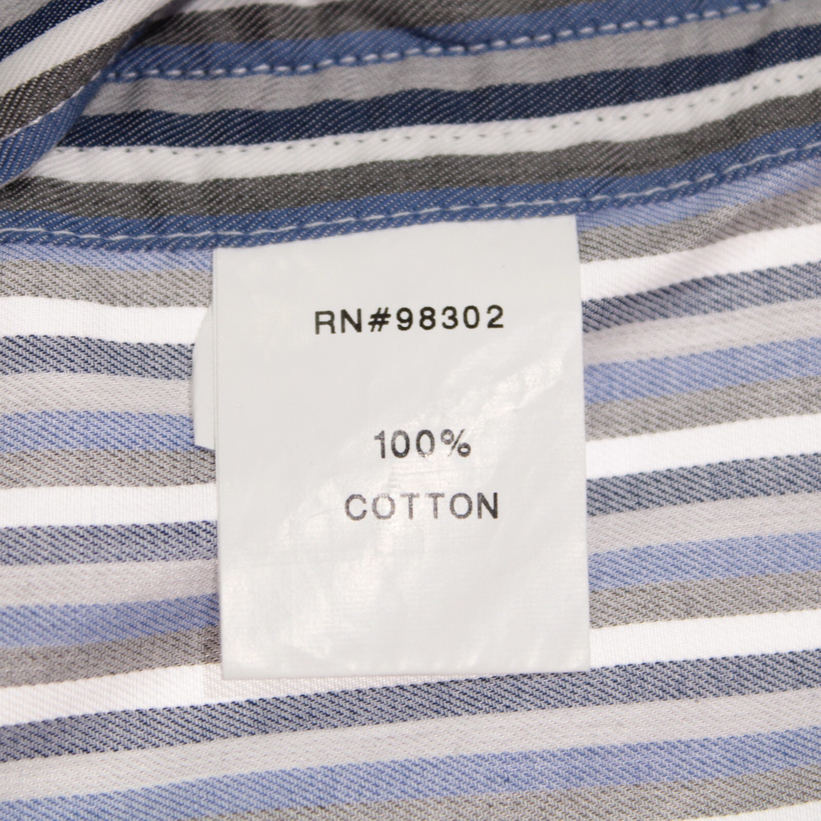 GMF NWT Casual Button Down Shirt Size 17.5 44 In Blue White & Gray Stripes
