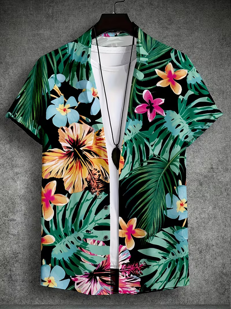 Tropical Print Hawaiian Shirt