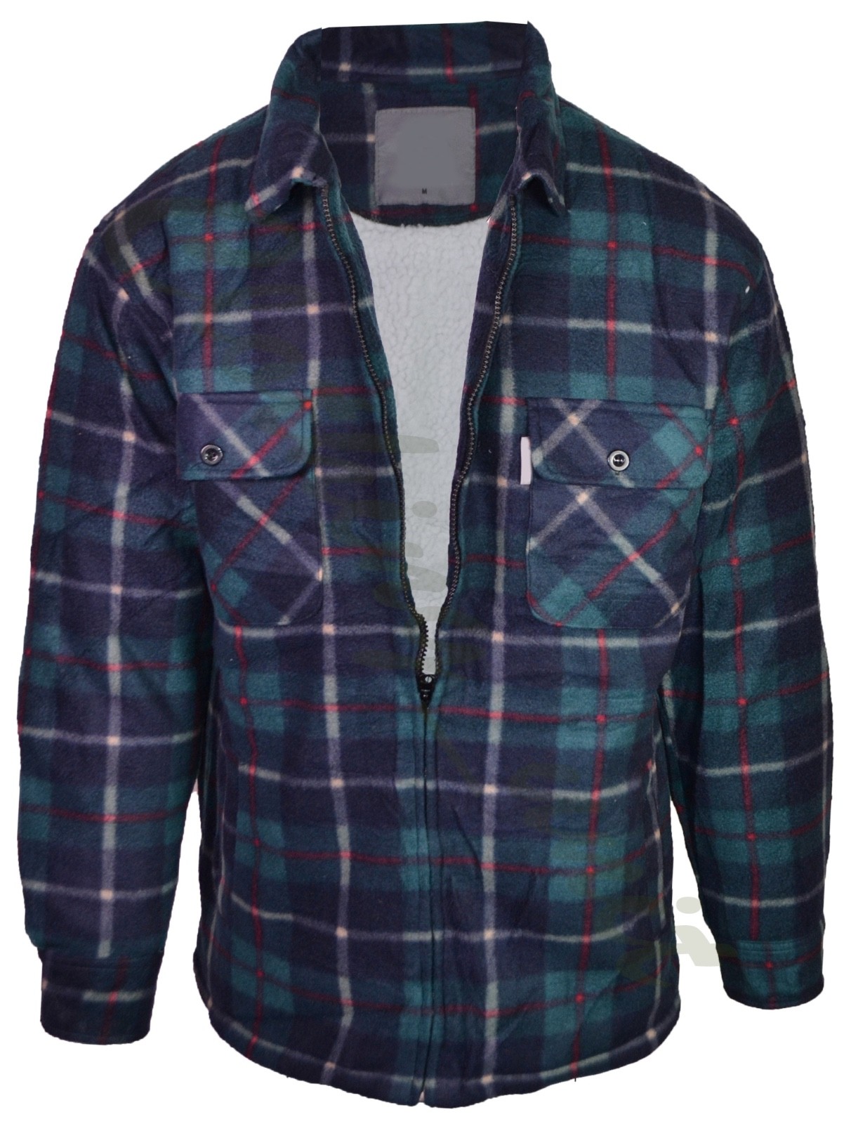 Mens Collared Sherpa Lined fleece Padded Shirt Lumberjack Work Jacket M-2XL