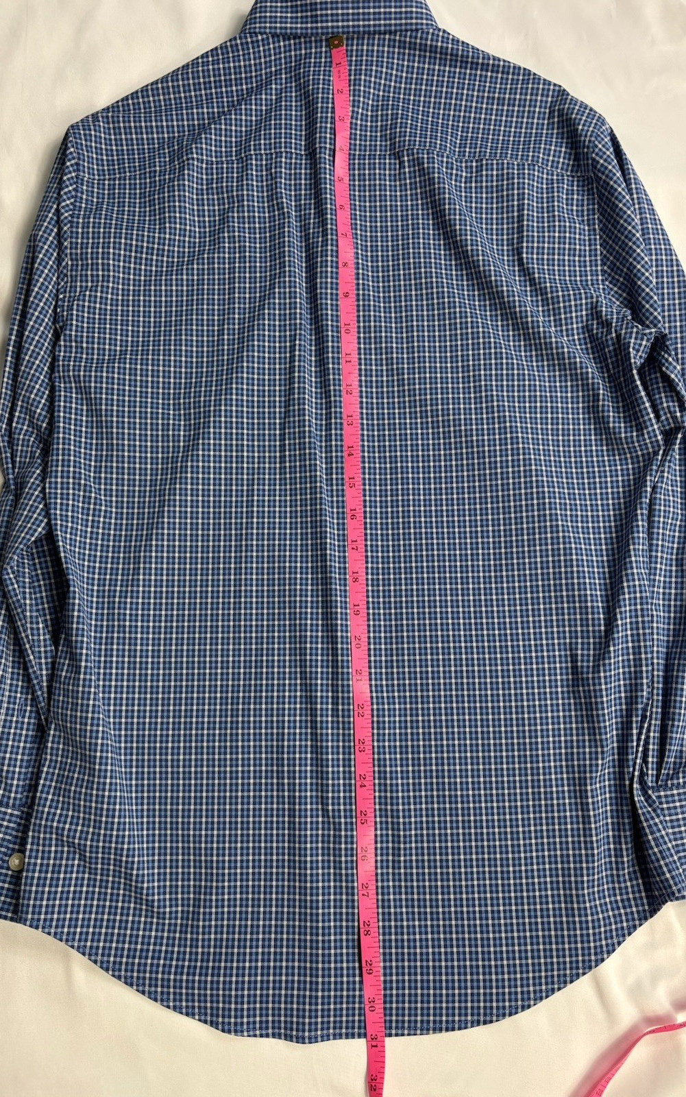 Peter Millar Summer Comfort Blue Check Button Down Performance Shirt S NWT