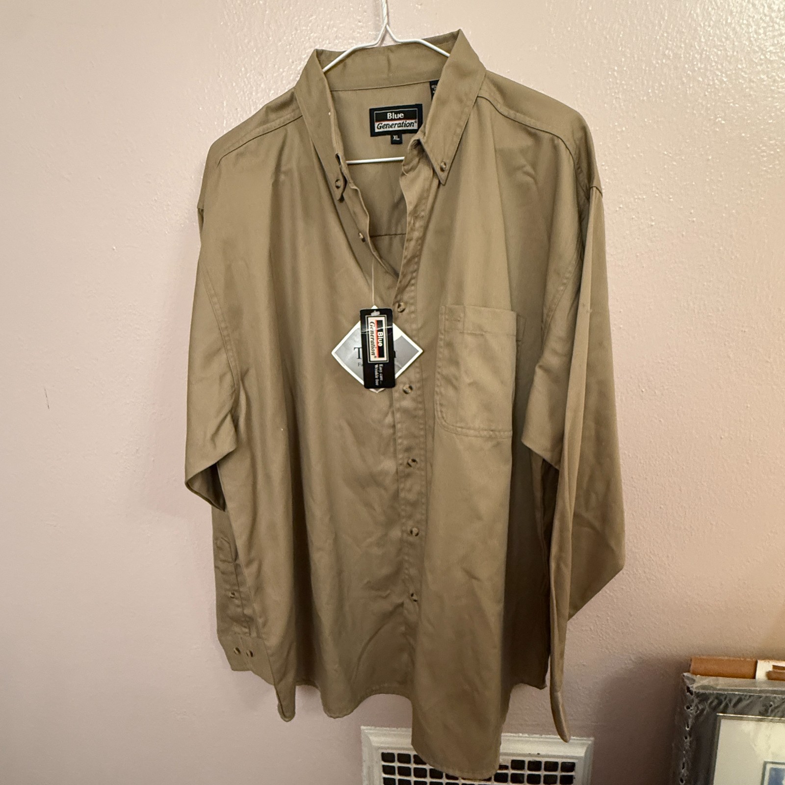 Blue Generation Tan Canvas Twill Teflon-Treated Long-Sleeve Shirt Size XL