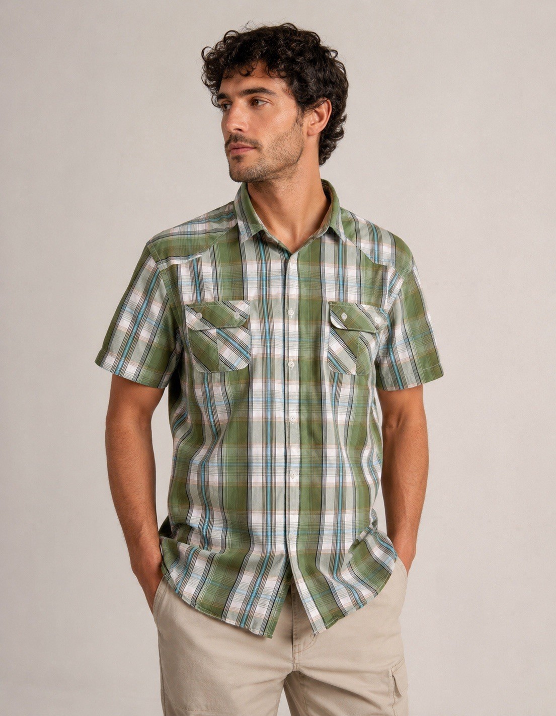 Redwood Green Plaid Men’s Shirt Size XL 100%Cotton