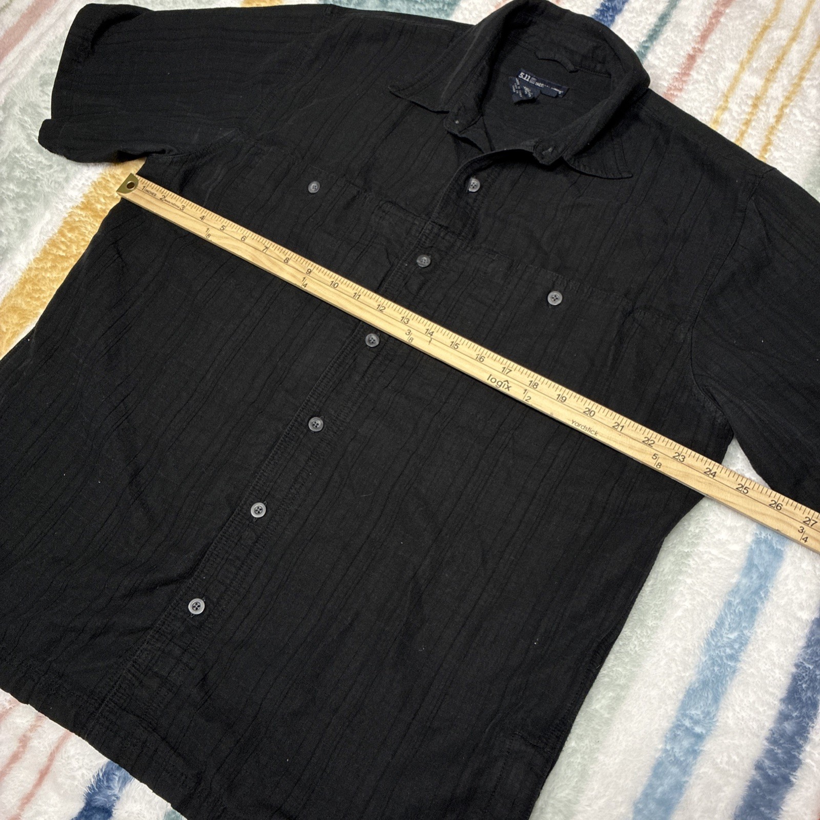 5.11 Tactical Mens Covert Shirt Large Black Concealed Carry Pockets SS Rayon