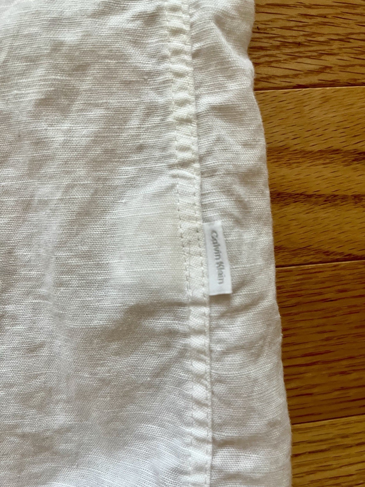 Calvin Klein Mens XL Linen/Cotton White LS Button-Up Shirt w/ Roll-Up Sleeves